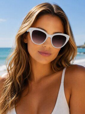 Lauren Conrad Women's White Cat-Eye Sunglasses
